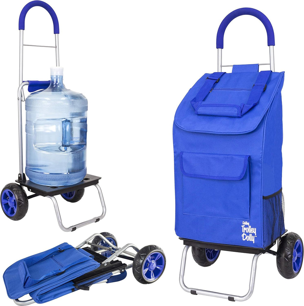 Purple Foldable Shopping Cart with Wheels and Removable Bag X1727