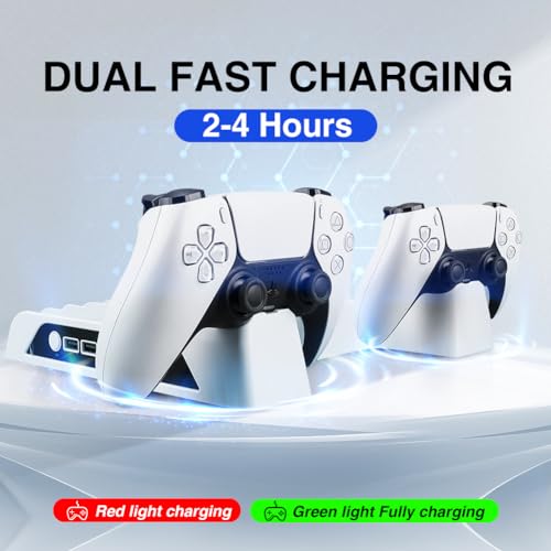 PS5 Slim Stand with Cooling Fan and Controller Charging Station White G2131