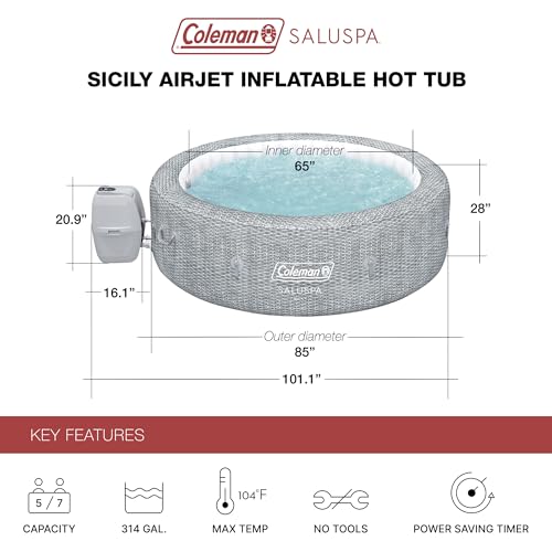 Grey Large Round Inflatable Hot Tub with 180 AirJets and EnergySense Cover Q309