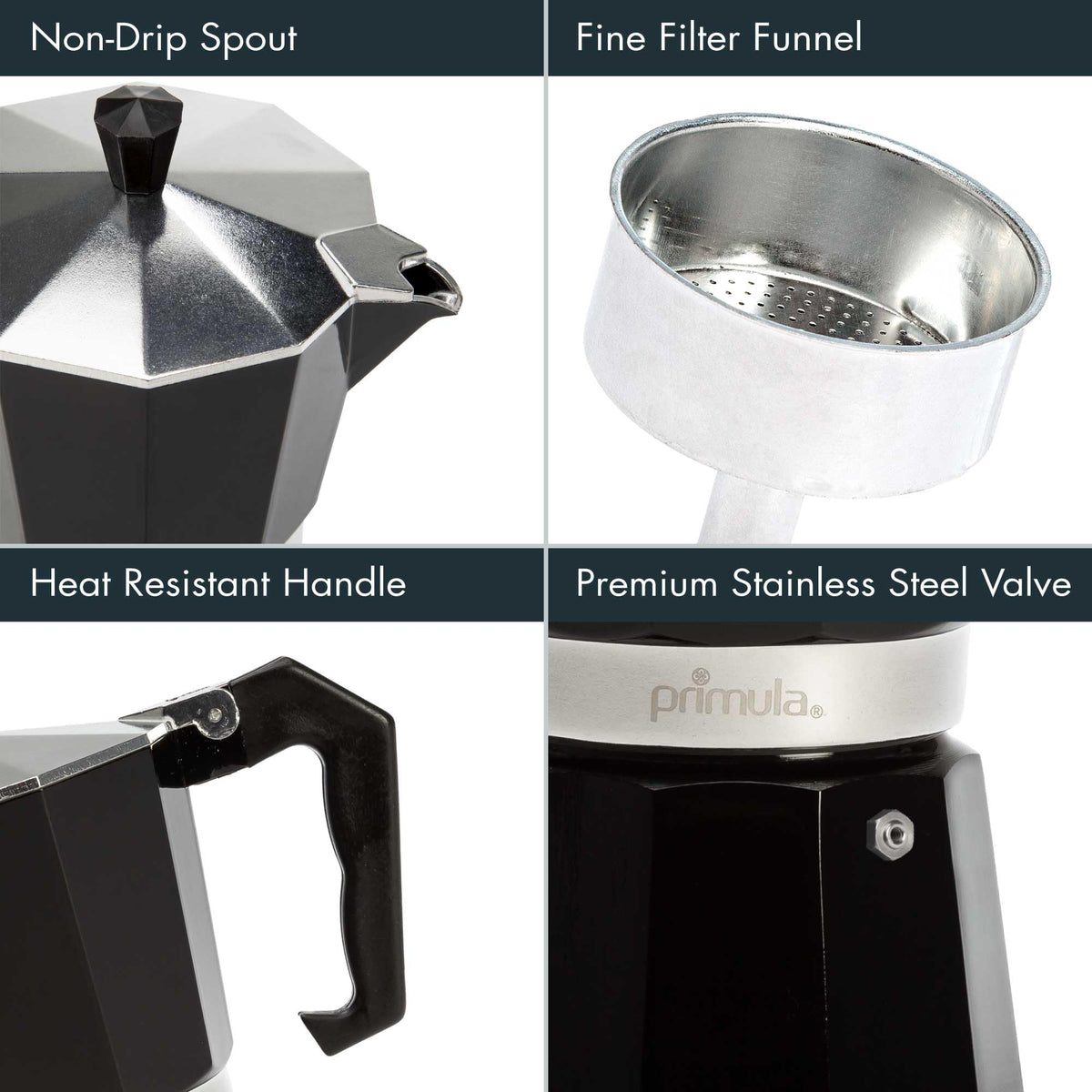 Black 6 Cup Stovetop Espresso Coffee Maker W7063