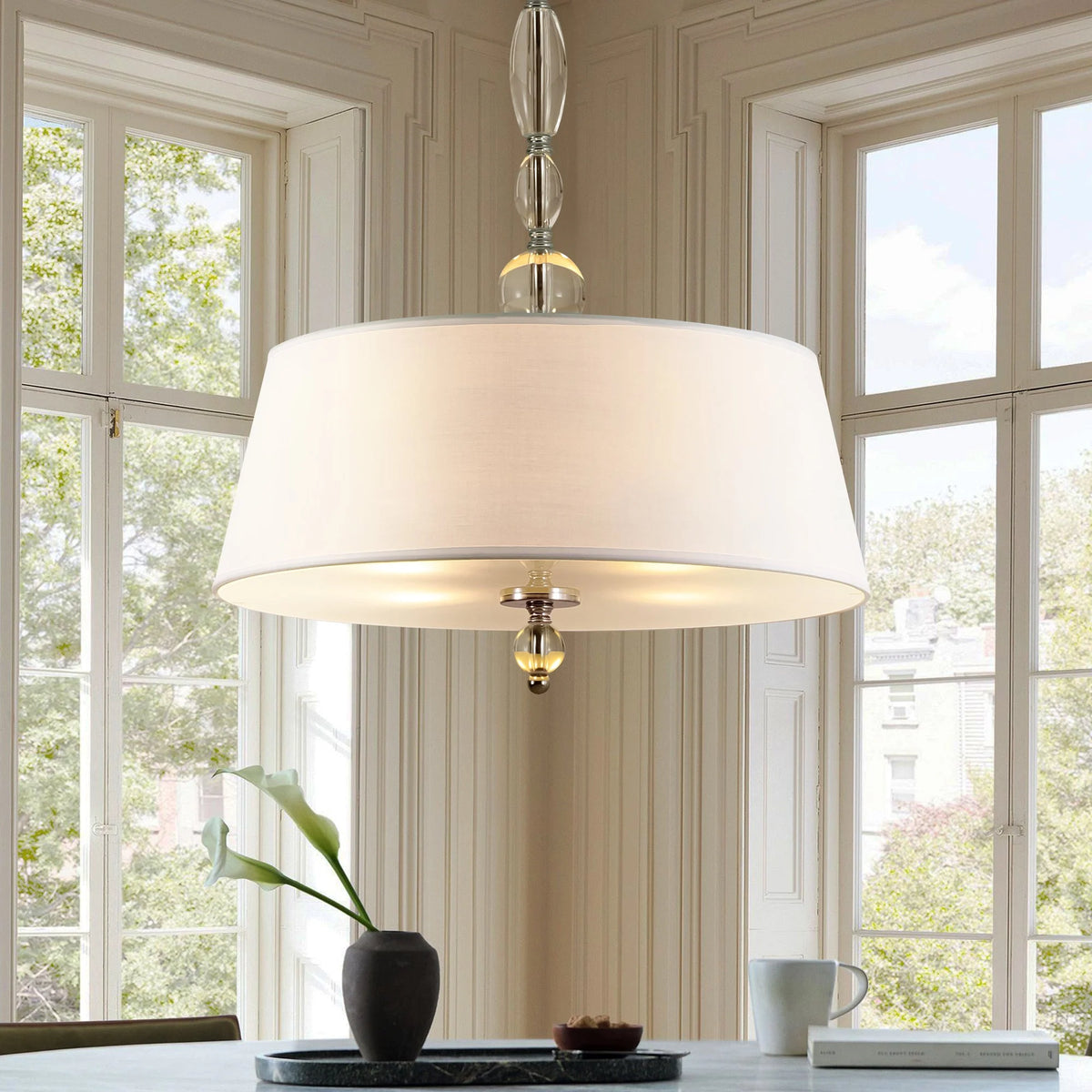 4-Light Dimmable Fabric Chandelier F74833