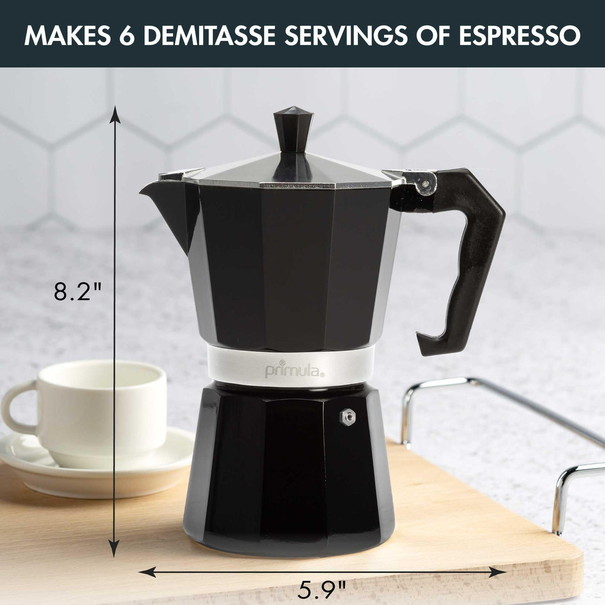 Black 6 Cup Stovetop Espresso Coffee Maker W7063