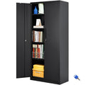 Black Metal Storage Cabinet with 2 Doors and 4 Adjustable Shelves O242
