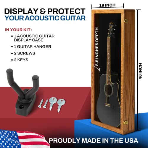 Natural Oak Acrylic Acoustic Guitar Wall Display Case K50756