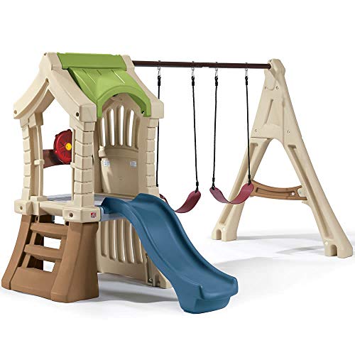 Outdoor Swing Set with Slide and Playhouse I23477