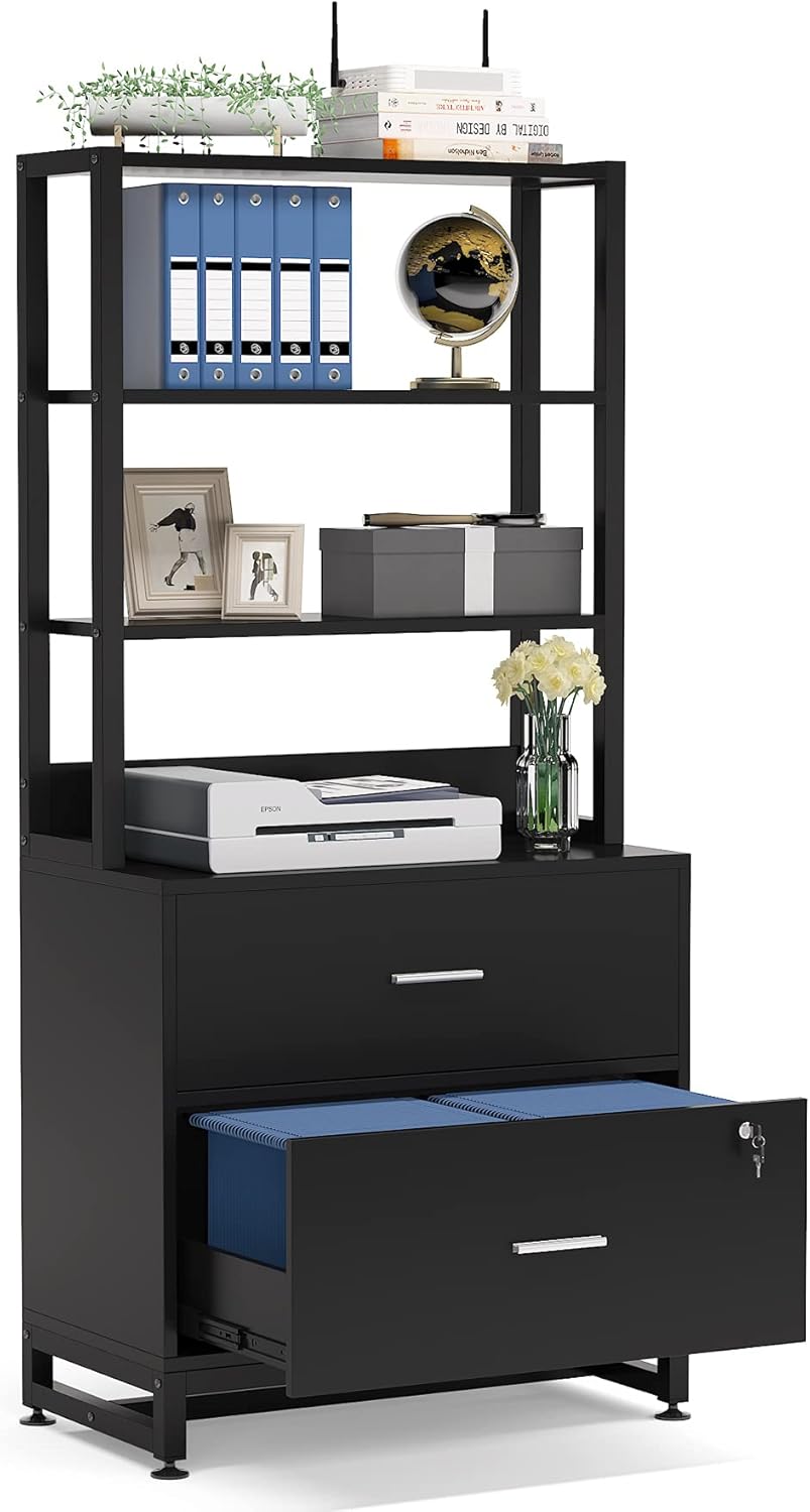 2 Drawer Black File Cabinet with Lock Y81372