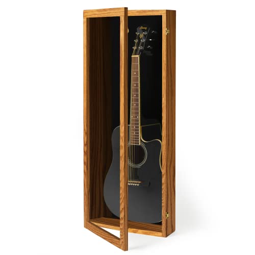 Natural Oak Acrylic Acoustic Guitar Wall Display Case K50756