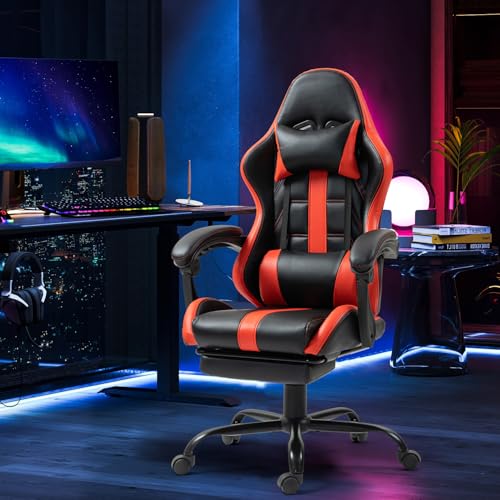 Black Ergonomic High Back Massage Gaming Chair with Footrest N706309
