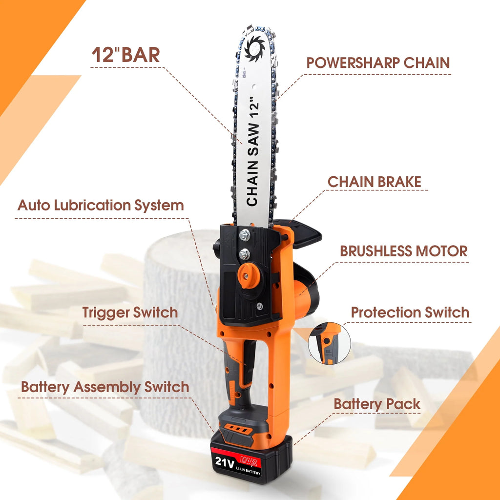 12 inch Cordless Electric Chainsaw with 2 Battery C265209
