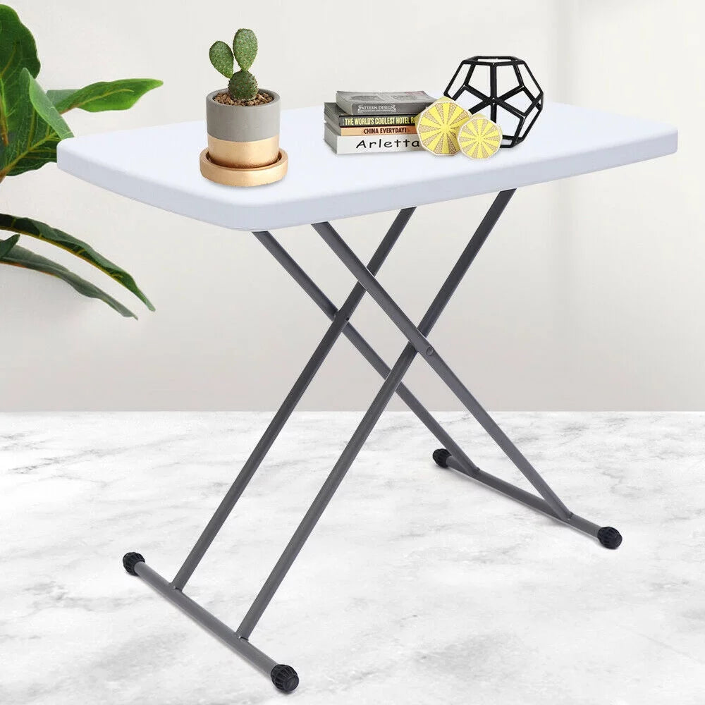 30x20" White Plastic Height Adjustable Folding Table V270