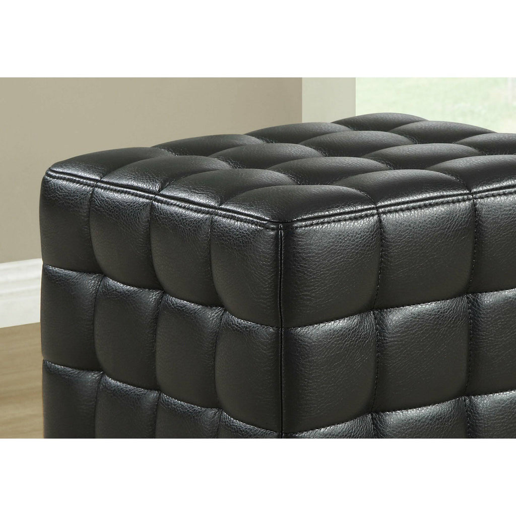 Black Leather Look Fabric Ottoman L319