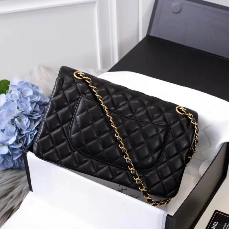 Black Medium Lambskin Leather Flap Bag A78672
