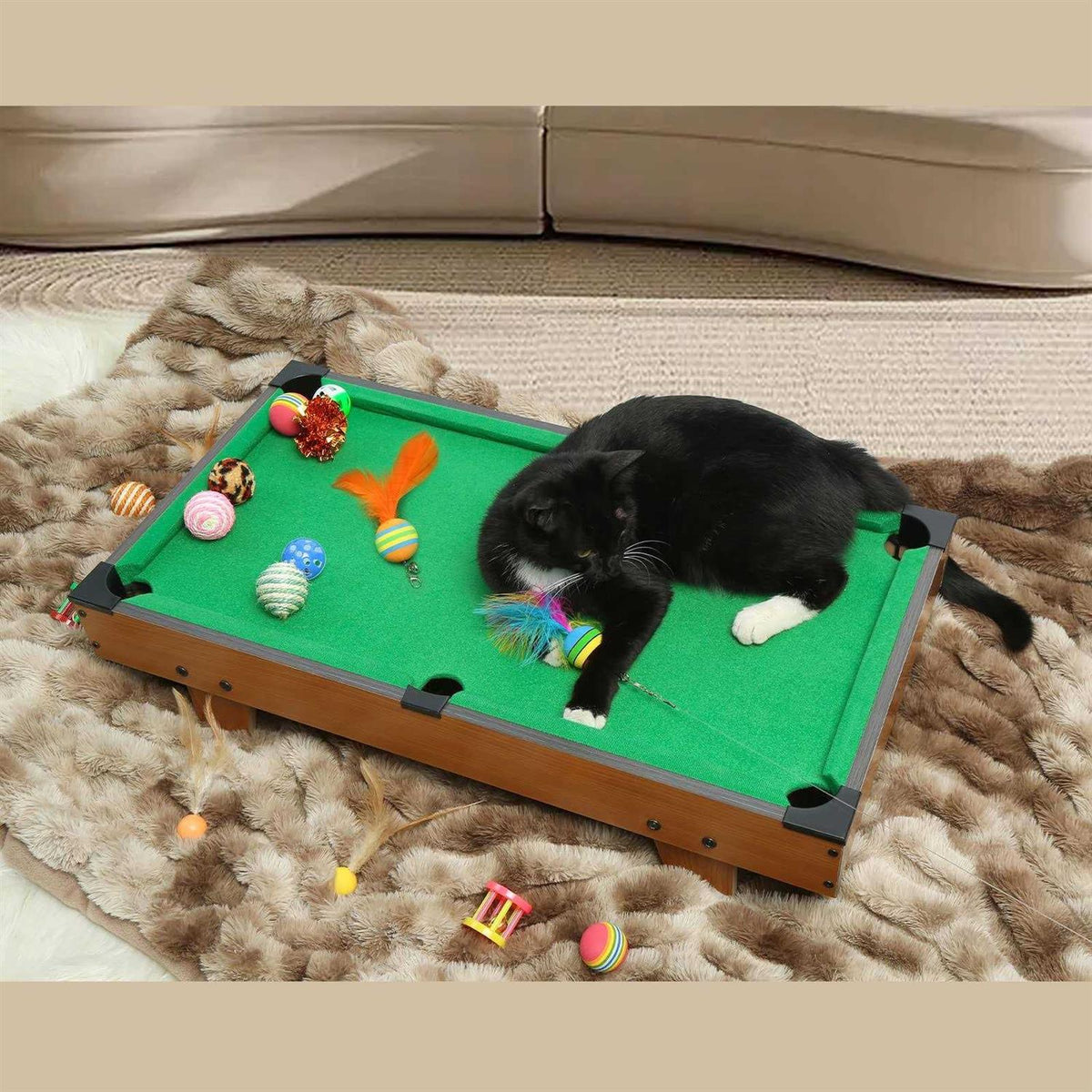 Mini Pool Table for Cat with Feather Teaser I355