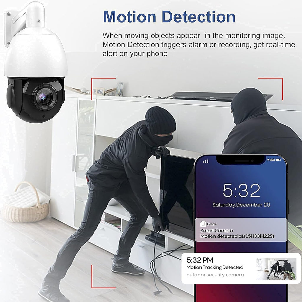 5MP Outdoor PTZ POE Security IP Camera Speed Dome with 18x Optical Zoom Pan Tilt 165ft IR Night Vision Motion Detection IP66 Waterproof G480