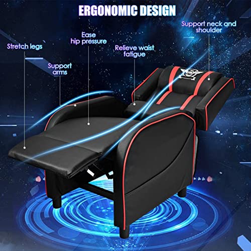 Adjustable Racing Style Massage Recliner Chair with Headrest & Lumbar Pillow C7665