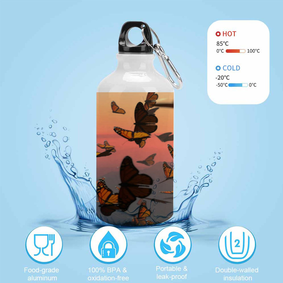 400ml Sport Aluminum Water Bottle with Twist Cap W3690