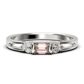 1.00 Carat Baguette Cut Morganite And Diamond Moissanite Engagement Ring in 10k Solid White Gold H342