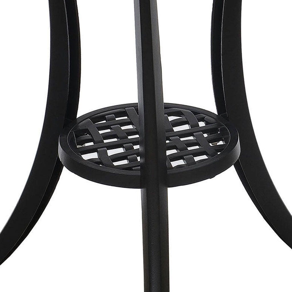 Black Table Set of 1 Table and 2 Chairs with Cabriole Legs E7203