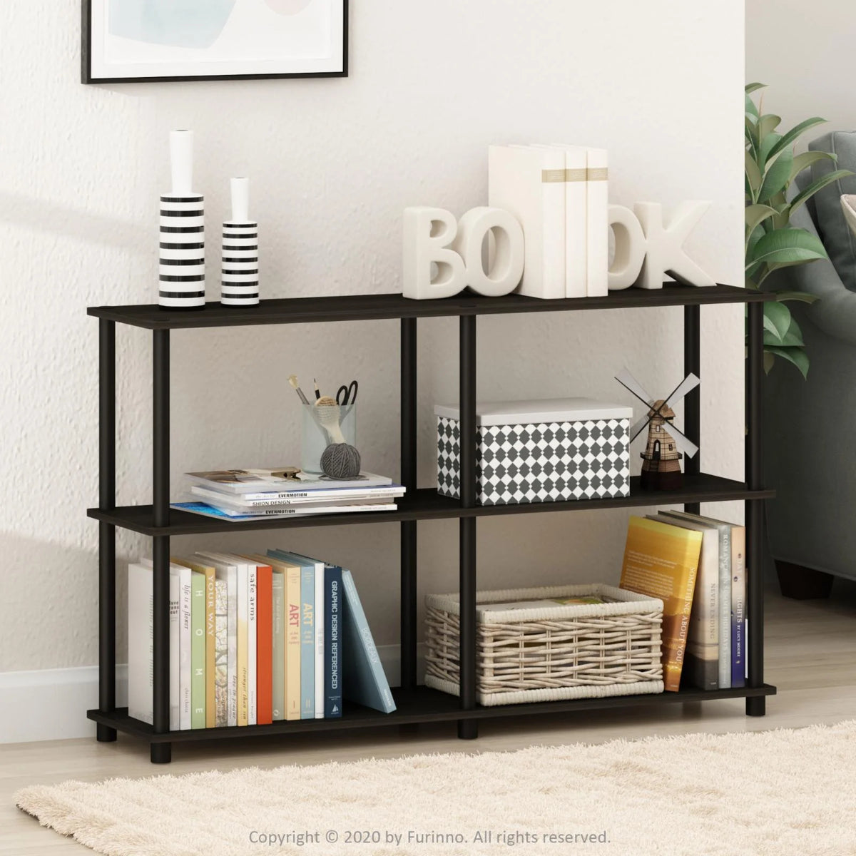 3-Tier Double Size Storage Display Rack in Black/Gray E103