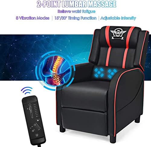 Adjustable Racing Style Massage Recliner Chair with Headrest & Lumbar Pillow C7665