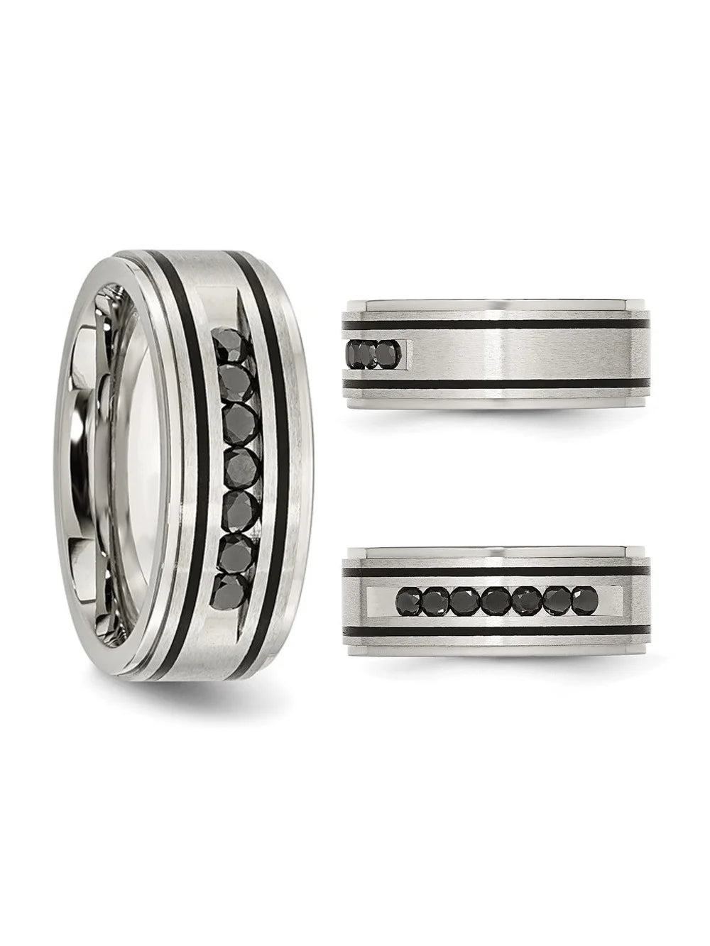 Black Diamond Stainless Steel Band Ring U997588