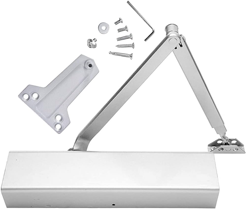 Adjustable Commercial Hydraulic Door Closer, Grade 1, Silver Q90856