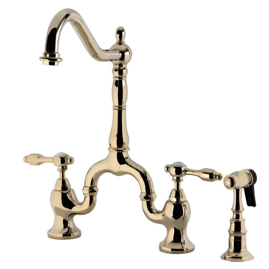 Oil Rubbed Bronze Bridge Kitchen Faucet with Brass Sprayer Y1034