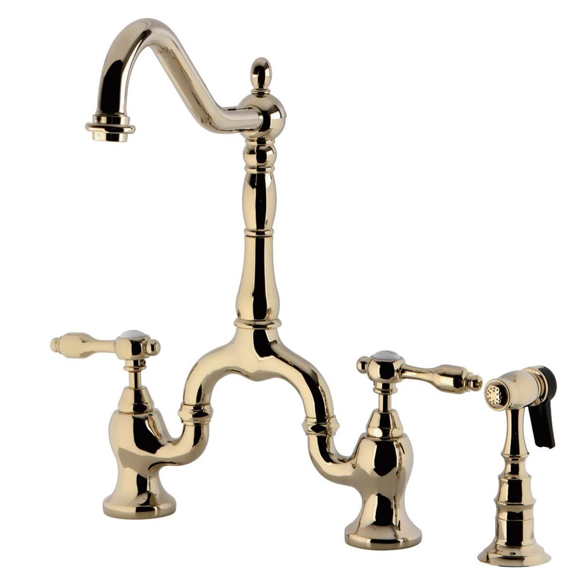 Oil Rubbed Bronze Bridge Kitchen Faucet with Brass Sprayer Y1034