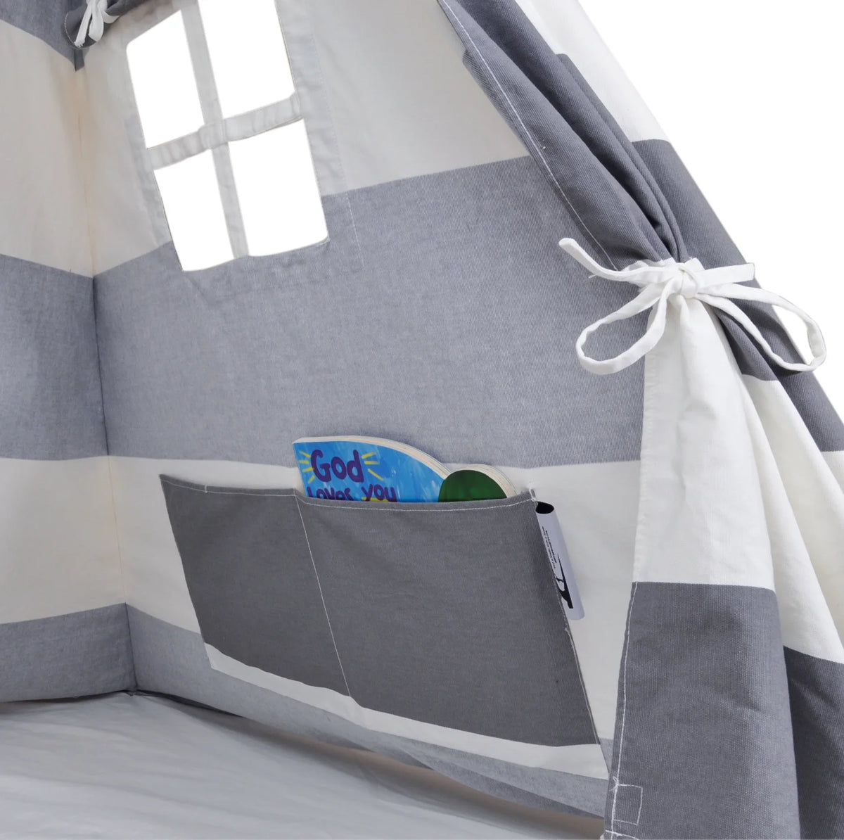Gray and White Stripes Canvas Teepee Tent M2233