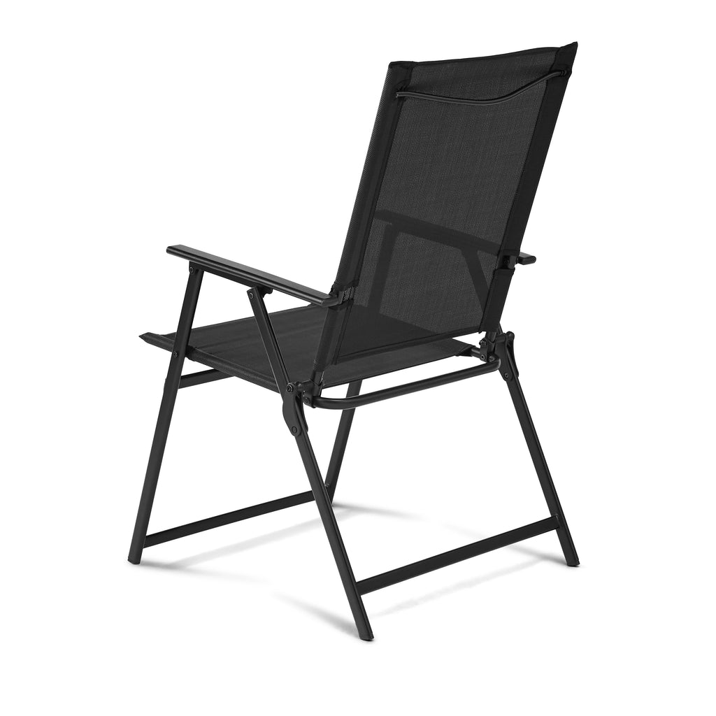Black Steel and Sling Folding Outdoor Patio Armchair Set of 2 G10723