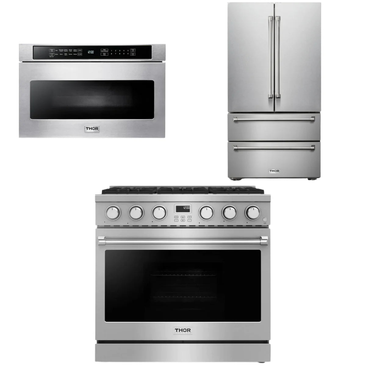 Gas Range, Refrigerator and Microwave N79105