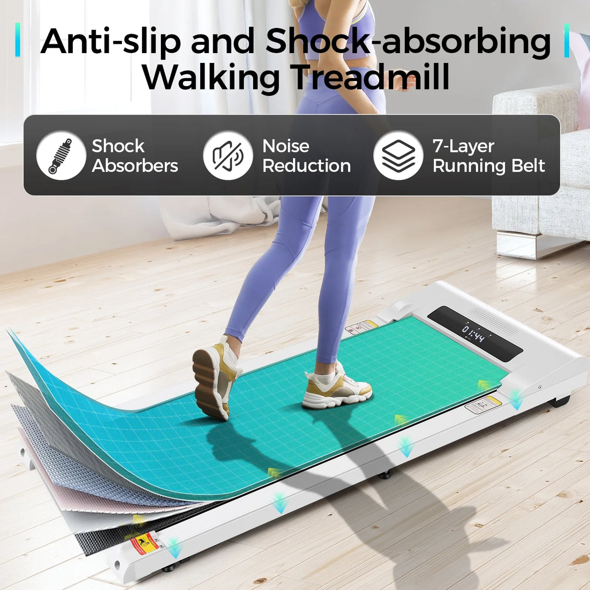 2.5HP Slim Compact Under Desk Treadmill with LED Display S70838