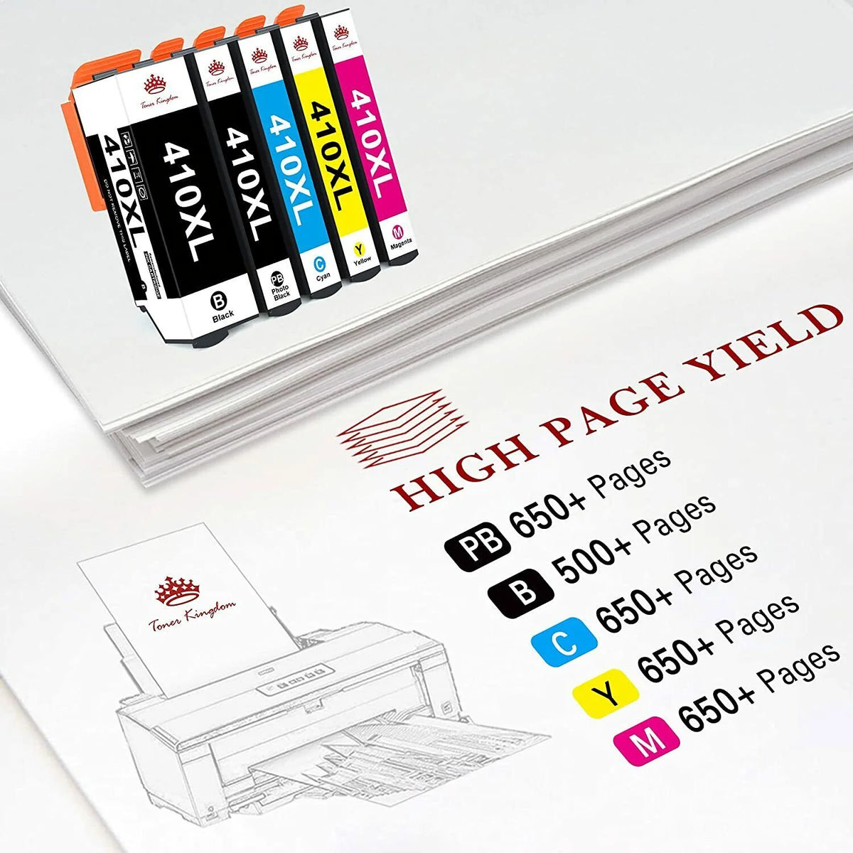 410 Ink Cartridges High Yield 5-Pack for Epson Printer W426200