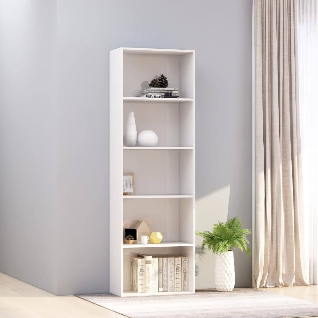 5-Tier High Gloss White Chipboard Book Cabinet X57698