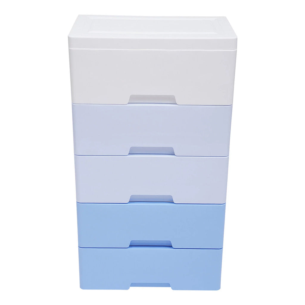 5 Plastic Drawers Dresser with Wheels Gradient Blue G8698