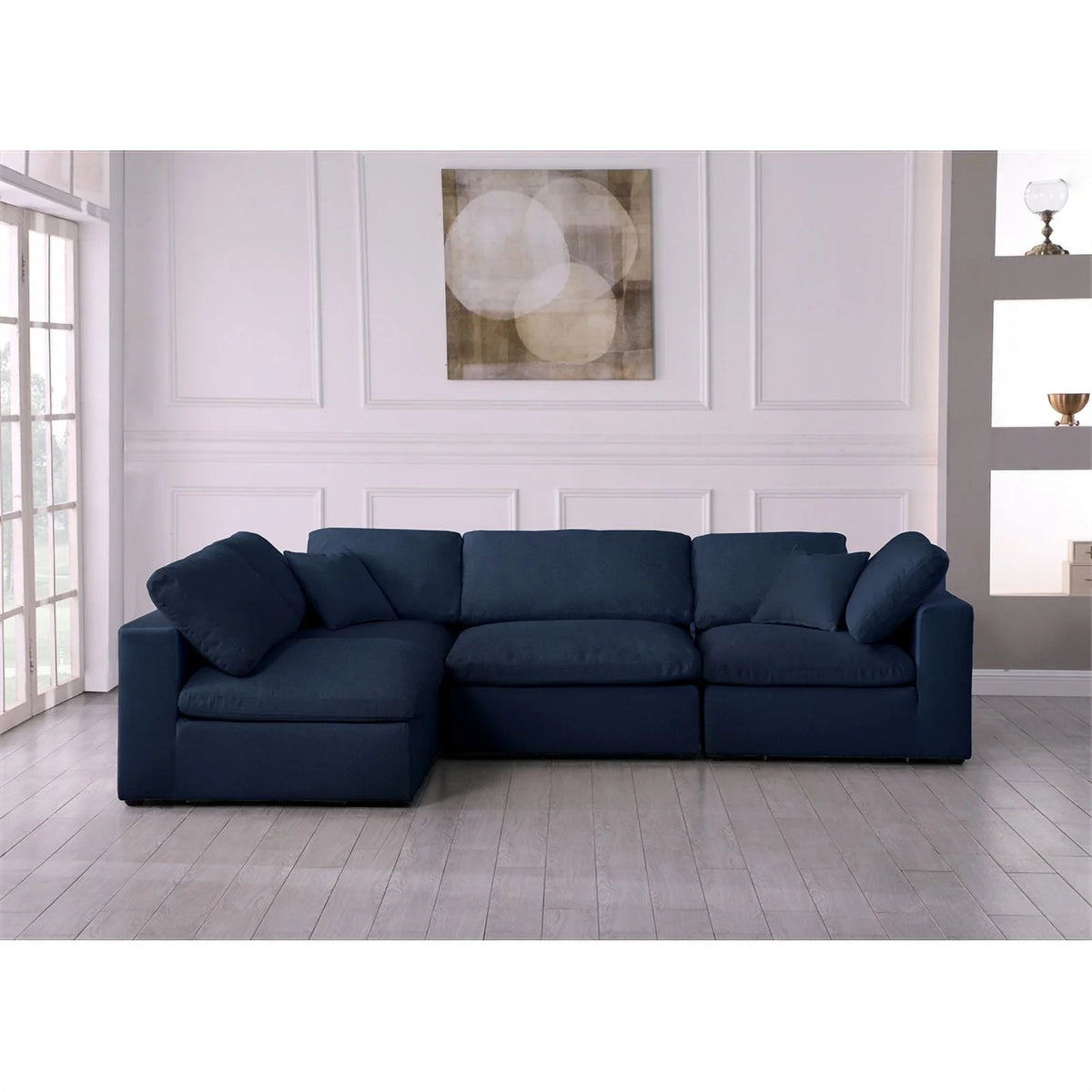 Navy Linen Fabric Modular Sectional S1043
