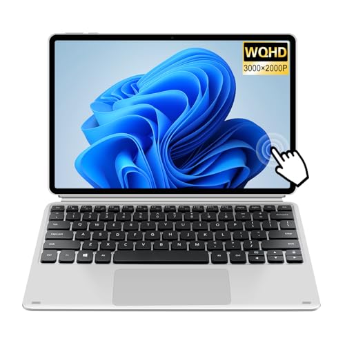 2-in-1 Touch-Screen Laptop 12.3" 3K IPS Tablet PC with Keyboard 8GB RAM 256GB SSD Silver N24941