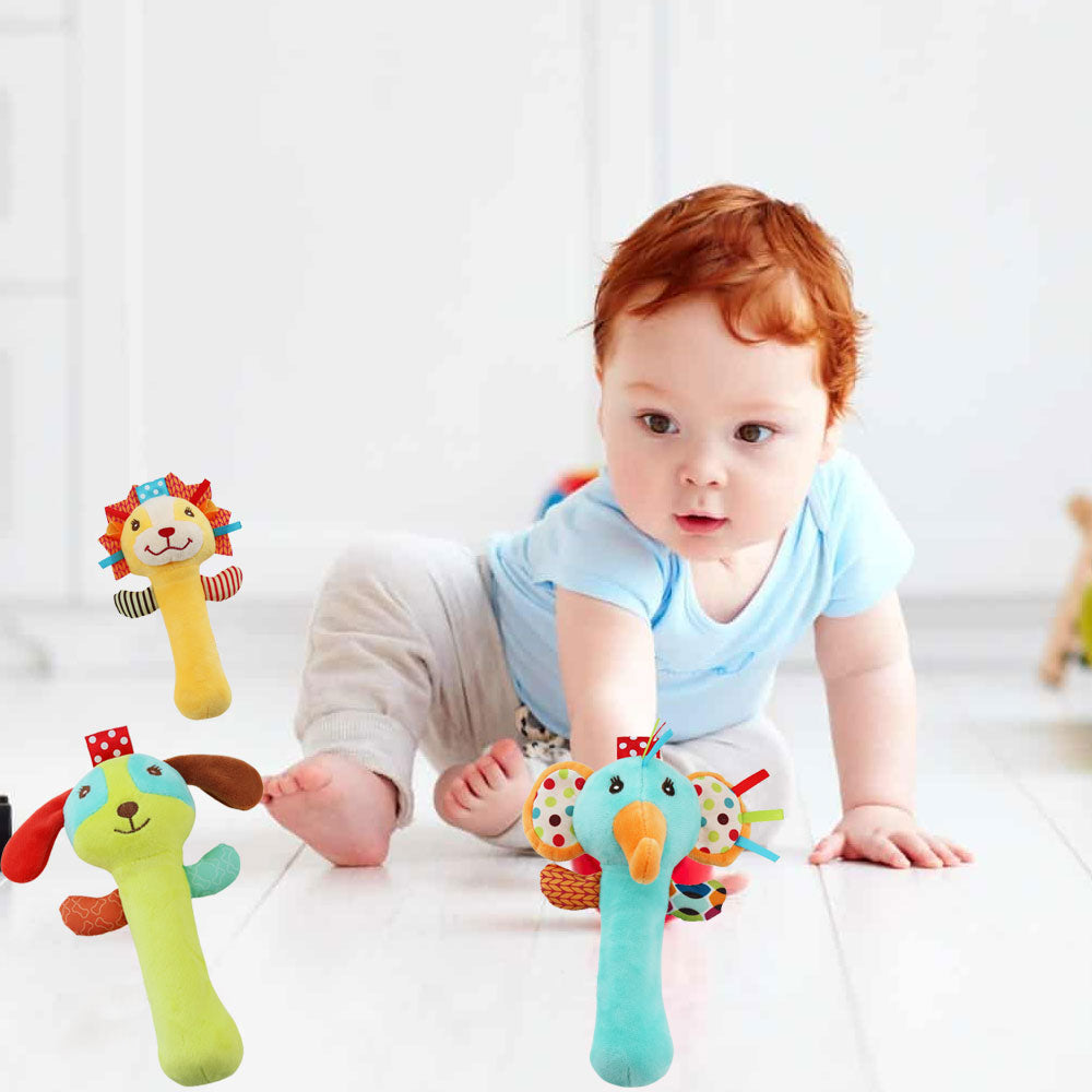 3 Pack Baby Rattles Toys Soft Rattle Sensory Toys Stuffed Animals Hand Grip Set Y803105