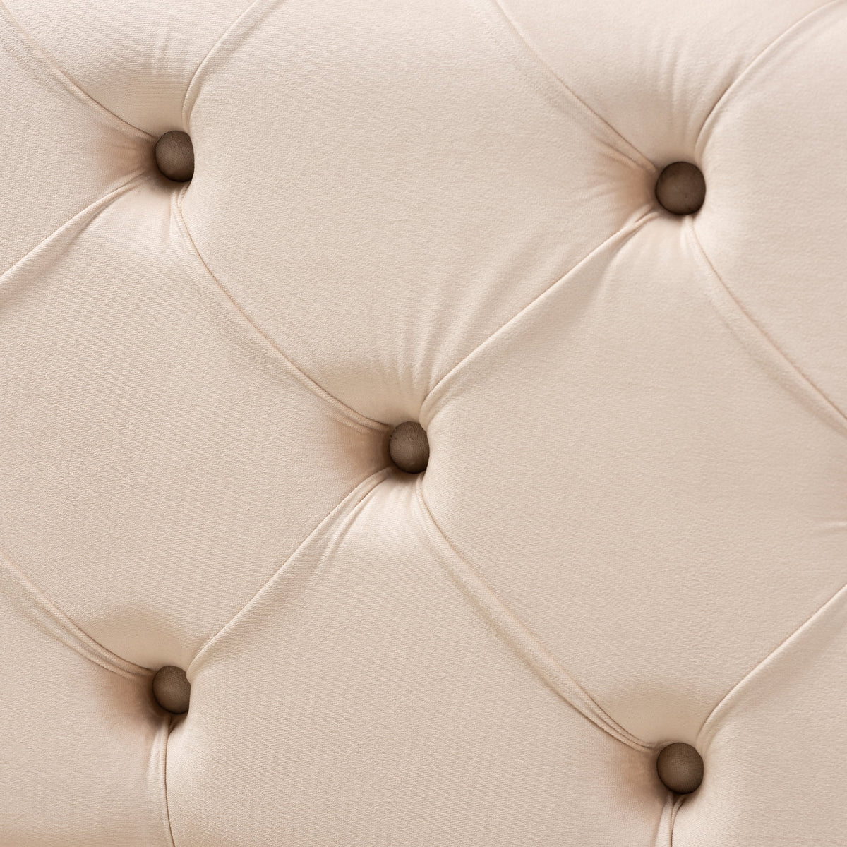 Beige Velvet Button Tufted Bench Ottoman R983