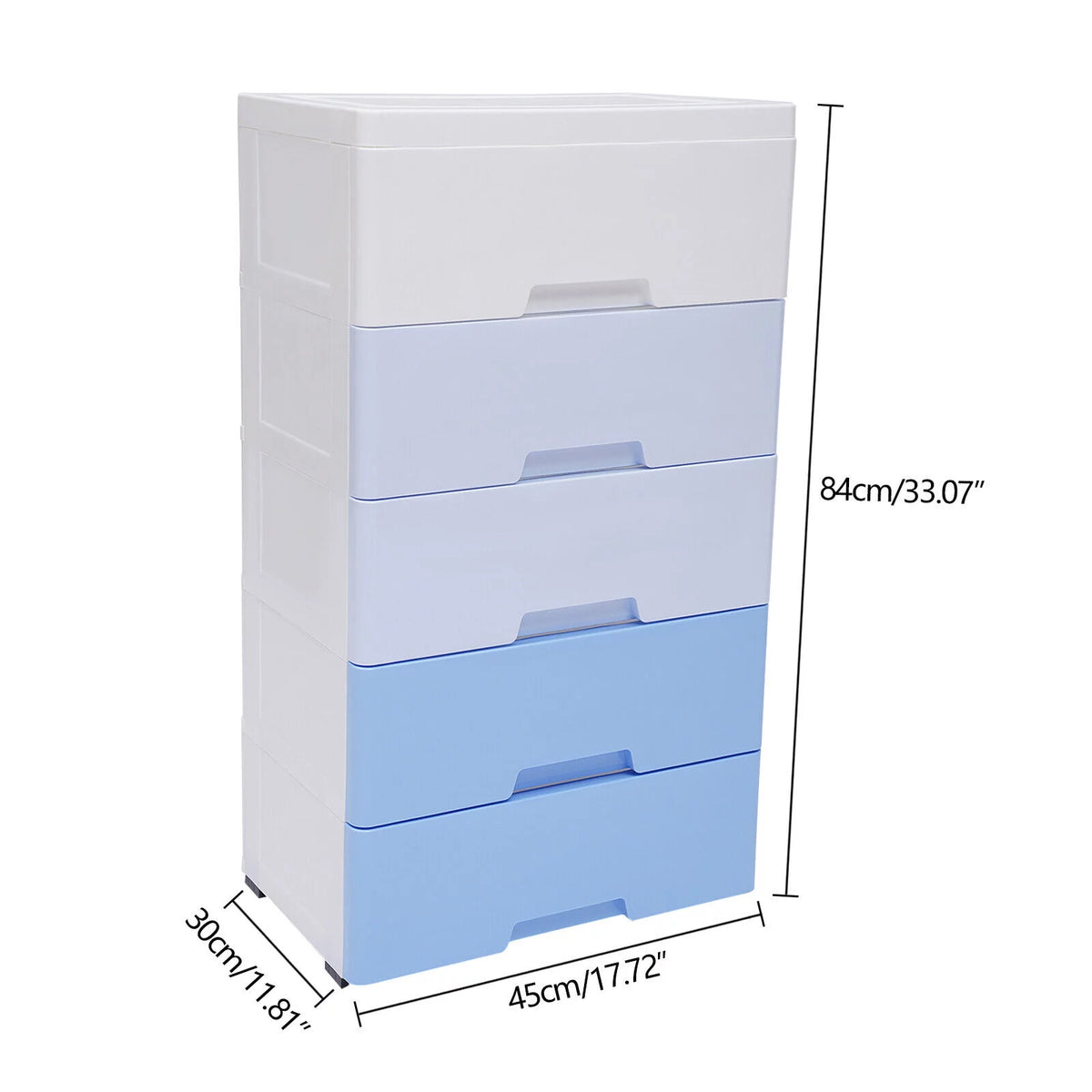 5 Plastic Drawers Dresser with Wheels Gradient Blue G8698