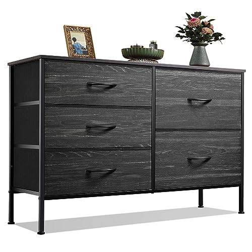 Charcoal Black 5 Drawer Fabric Dresser J92170