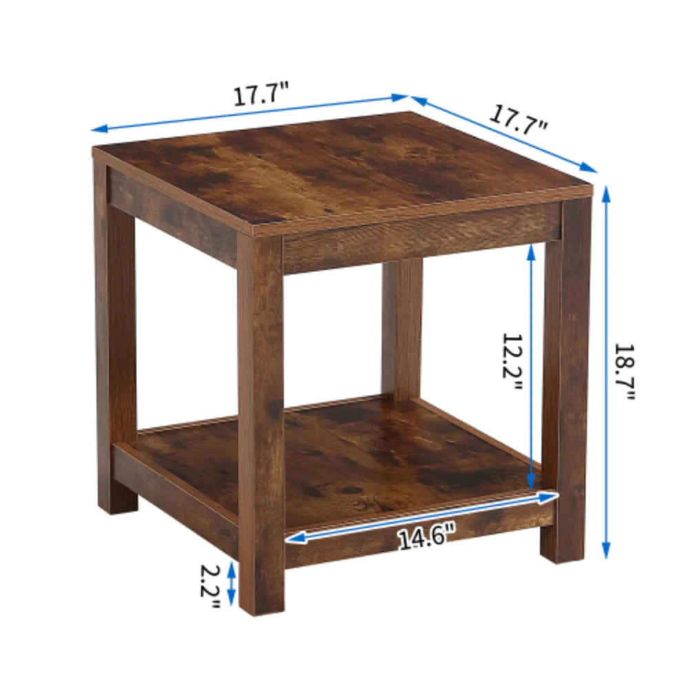Rustic Brown 2-Tier Side Table C557