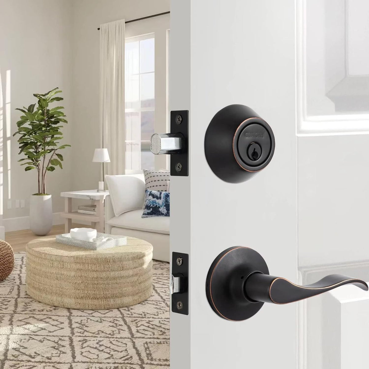 3 Pack Satin Nickel Front Door Handle with Lock and Key Entry Lockset N76020