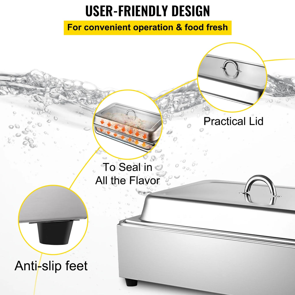 9.5 Quart Electric Stainless Steel Food Warmer with Lid E909280
