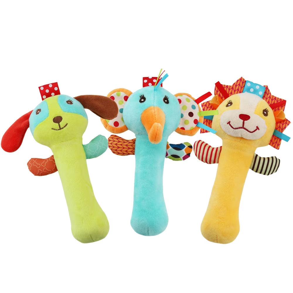 3 Pack Baby Rattles Toys Soft Rattle Sensory Toys Stuffed Animals Hand Grip Set Y803105