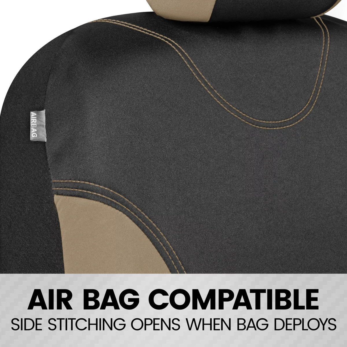 Beige Two-Tone Full Set Car Seat Covers O184818