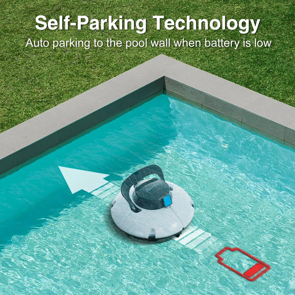 Cordless Robotic Pool Cleaner with Dual Suction Ports W77271