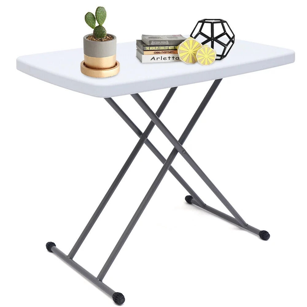 30x20" White Plastic Height Adjustable Folding Table V270