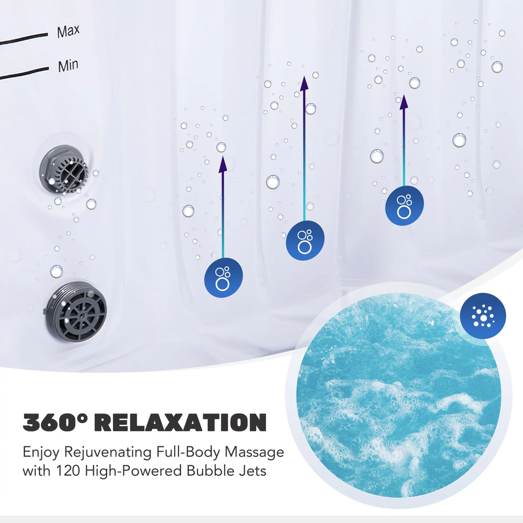 PVC Portable Inflatable Hot Tub with 120 Jets Blue A83770