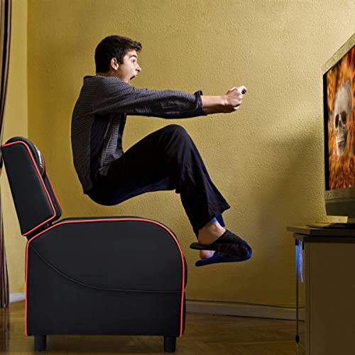 Adjustable Racing Style Massage Recliner Chair with Headrest & Lumbar Pillow C7665